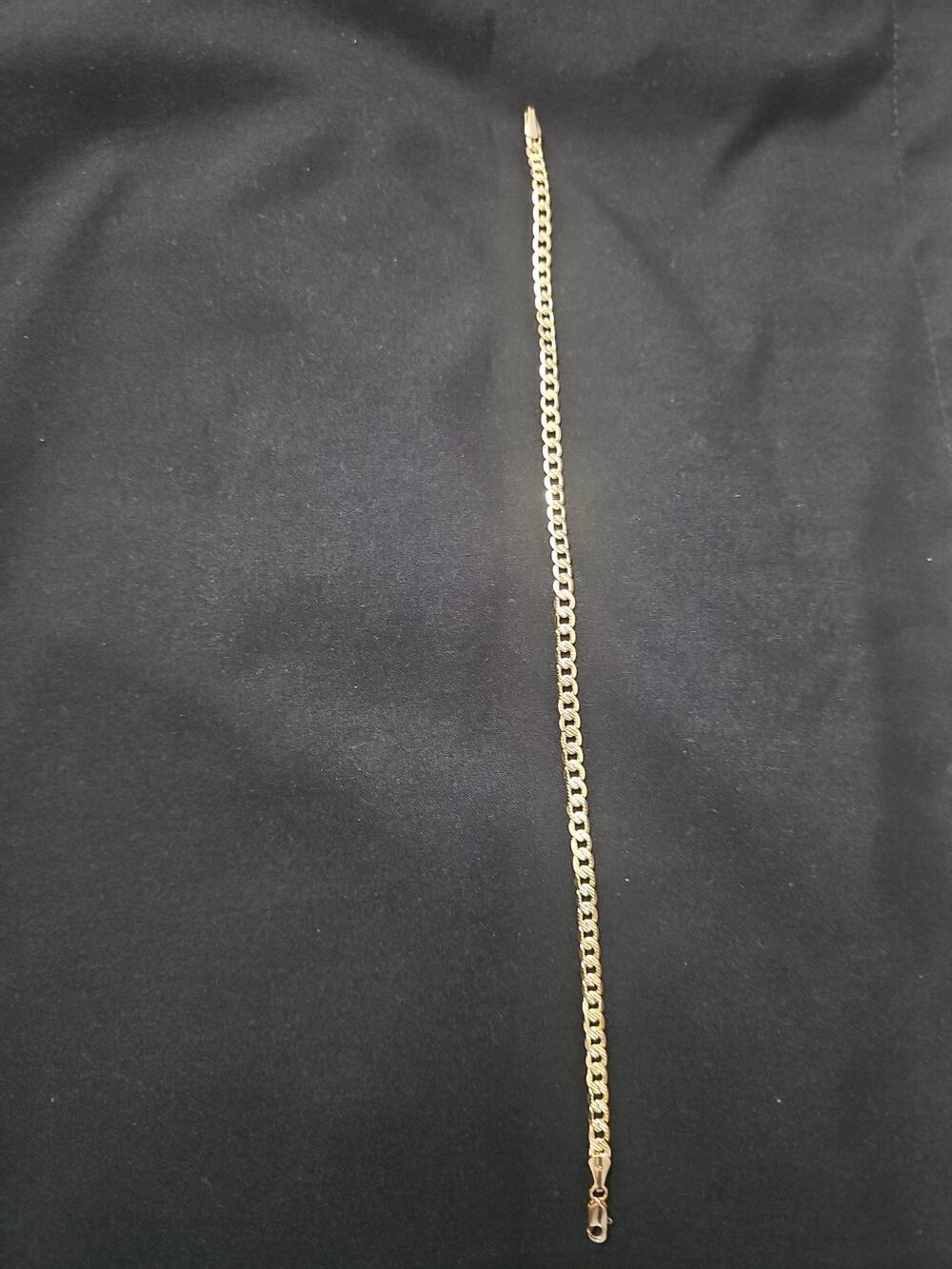 10in 14k Gold-Plated brass-4.2mm Frosted Cuban ANKLET/Bracelet